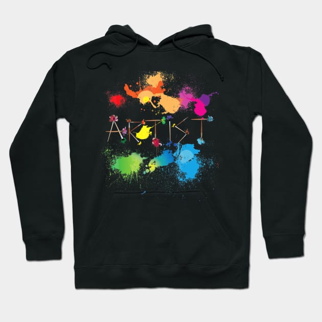 Artist Messy Painters Funny Paint Splatter Art Hoodie by HaroldKeller